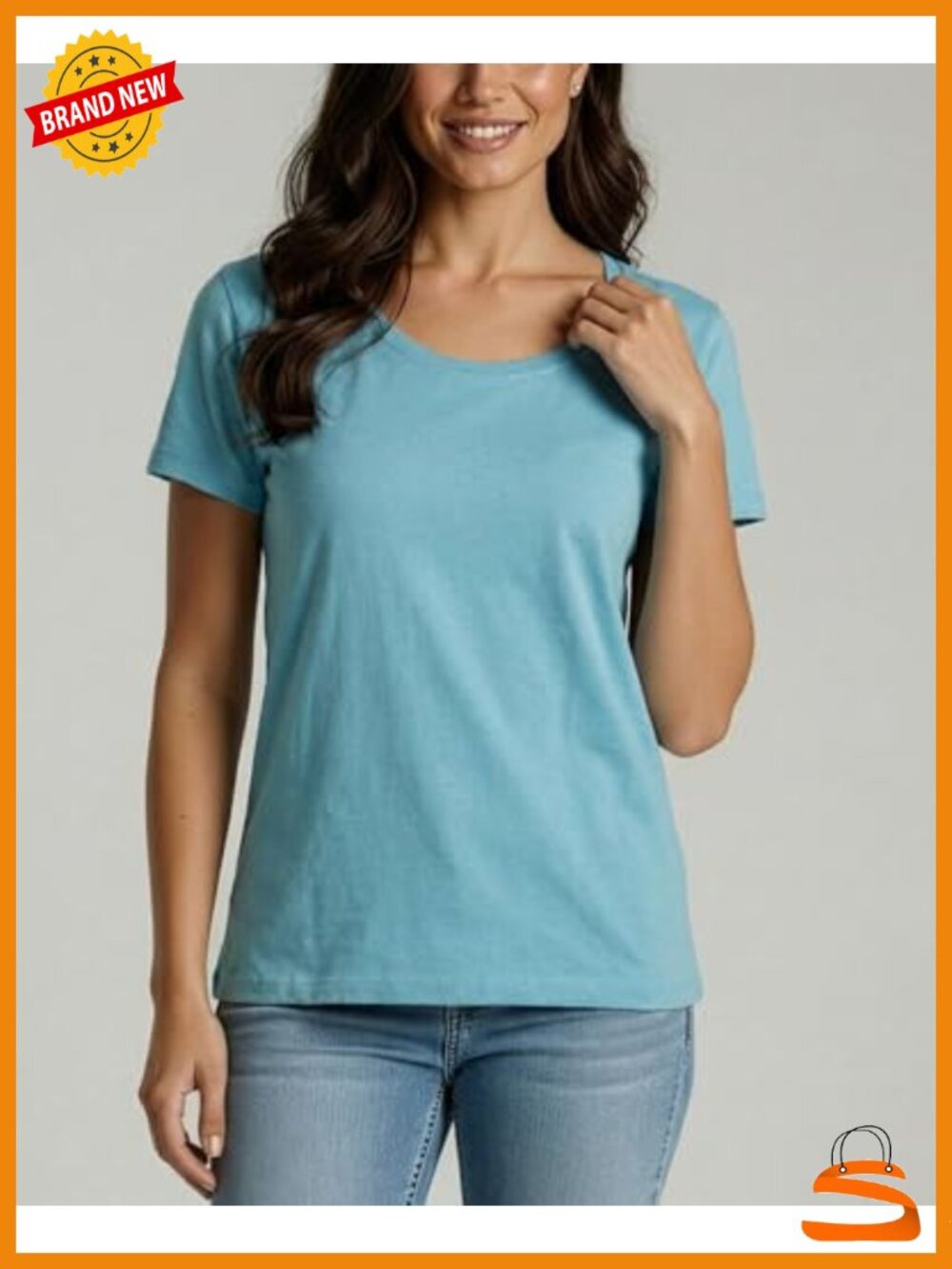 Women's Cotton Short Sleeve T-Shirt 4 Pack Scoop Neck Tee Tops - Picture 3 of 6